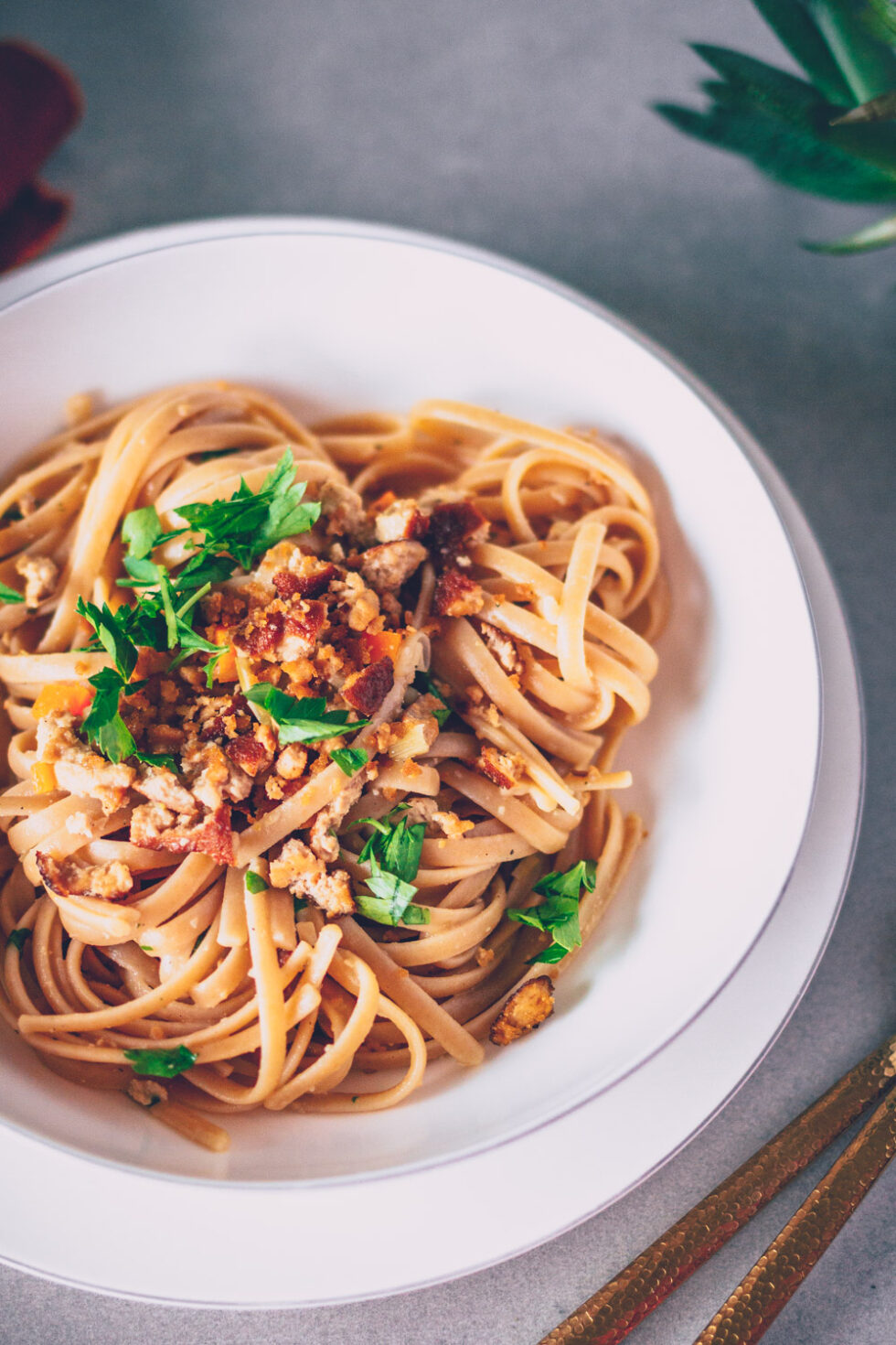 Weiße Bolognese Ragù Bianco vegan mit Tofu